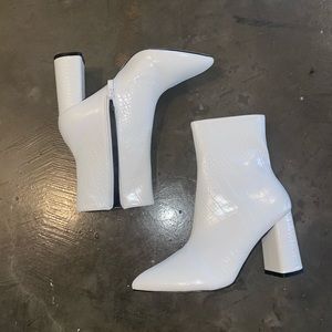 Croc Block Heel Pointed Boots